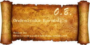 Ondreicska Barabás névjegykártya
